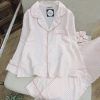 Đồ Ngủ Nữ Free Size Sọc Pastel Cổ V Tay Dài