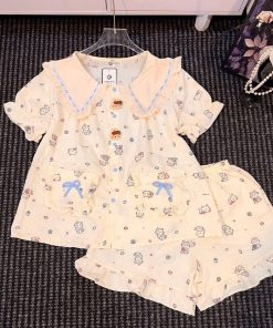 Kihan - Bộ Pijama Nữ Sweet Kitty Kem Pastel